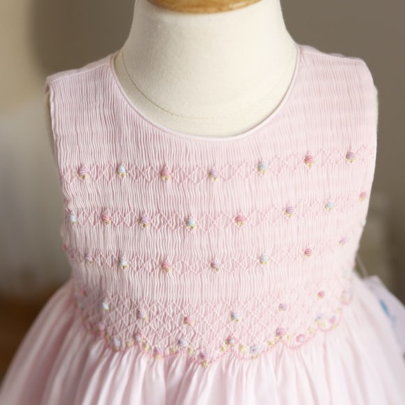 Smocked Pink Dress Size 4 Boutique Luli & Me Spring Summer Vacation Portrait NWT - Picture 3 of 5